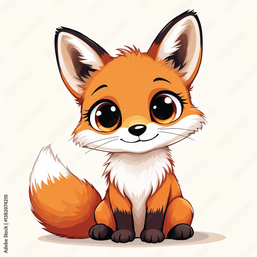 Obraz premium Adorable Cartoon Fox Vector Illustration