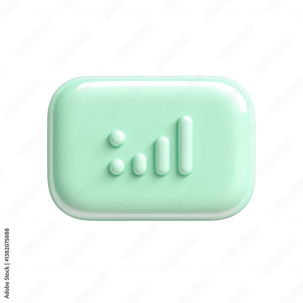 3d Green Signal Strength Icon, Glossy Embossed Design, Minimalist Style 3d Green Signal Strength Icon, Glossy Embossed Design, Minimalist Style