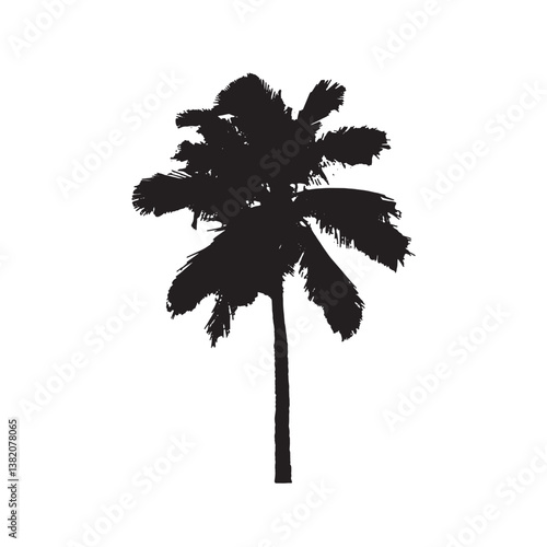 Silhouettes of palm trees in a tropical nature illustration