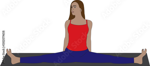 Side splits yoga pose vector