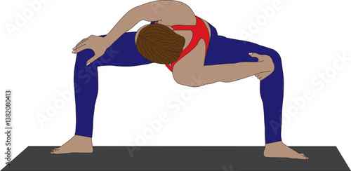 Goddess twist pose (twisting variation) yoga vector