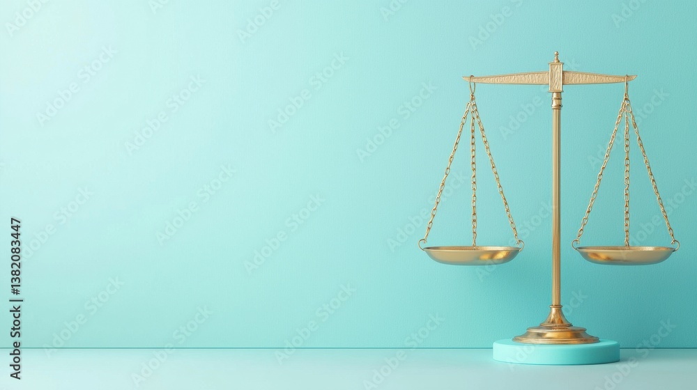 Golden Balance Scale on Blue Background for Justice and Law Concepts Golden Balance Scale on Blue Background for Justice and Law Concepts