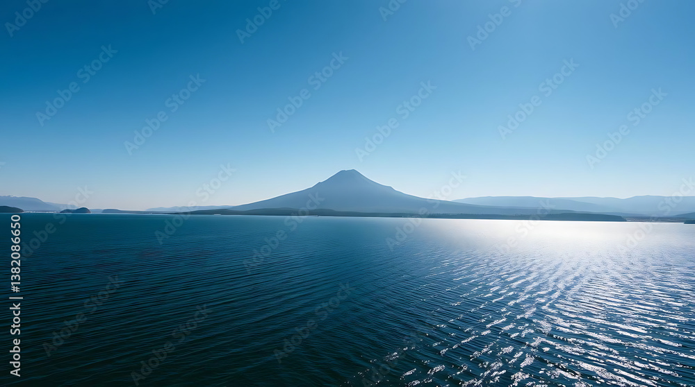 Calm lake, mountain peak, clear sky Calm lake, mountain peak, clear sky