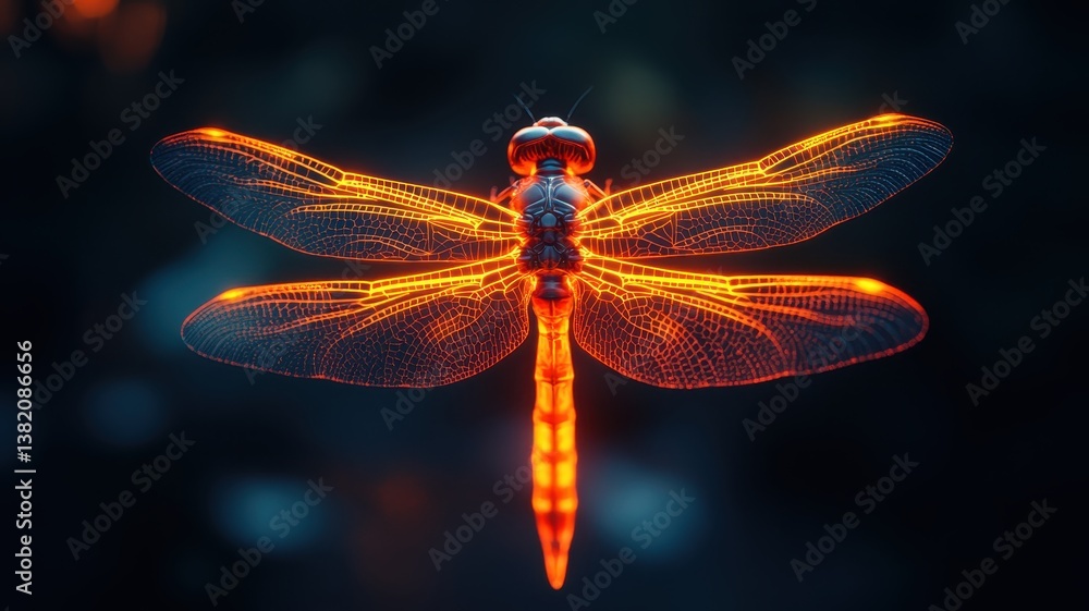 Ethereal Dragonfly with Glowing Wings in a Mystical Setting Ethereal Dragonfly with Glowing Wings in a Mystical Setting