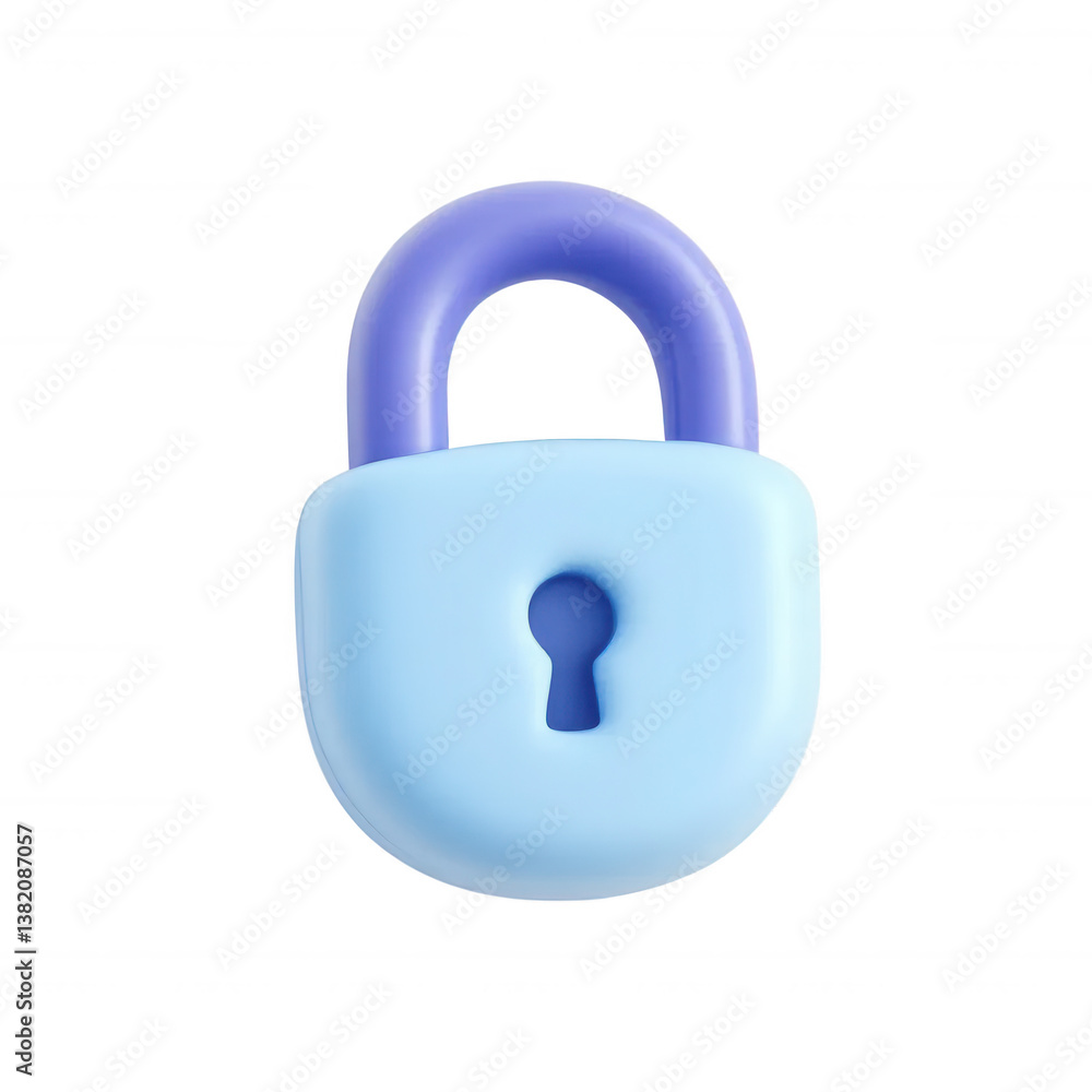 Pastel Blue Padlock, Rounded Design, isolated on transparent background. Security Concept. Pastel Blue Padlock, Rounded Design, isolated on transparent background. Security Concept.