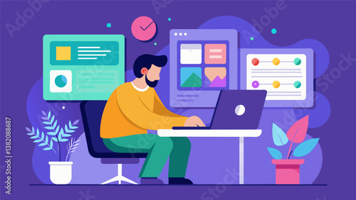 A graphic designer creates mockups based on user experience data ensuring that the final product design is both visually appealing and userfriendly.. Vector illustration