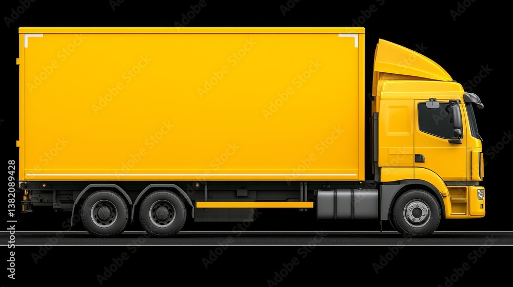 Bright yellow truck with customizable blank space, ideal for business advertising and transportation needs Bright yellow truck with customizable blank space, ideal for business advertising and transportation needs