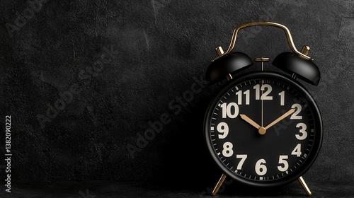 Wallpaper Mural Vintage Style Black Alarm Clock on Dark Background with Gold Accents Torontodigital.ca