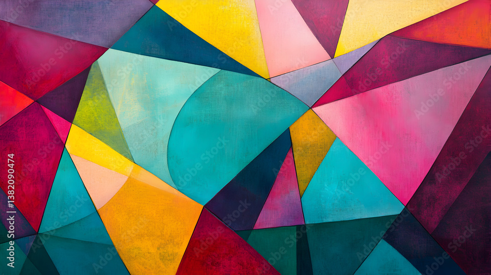 Fototapeta premium background with colorful diamond shapes and lines in vibrant hues like teal, magenta, and yellow, evoking creativity and movement 
