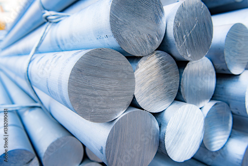 Aluminum bars and raw materials stacked in aluminum product factories