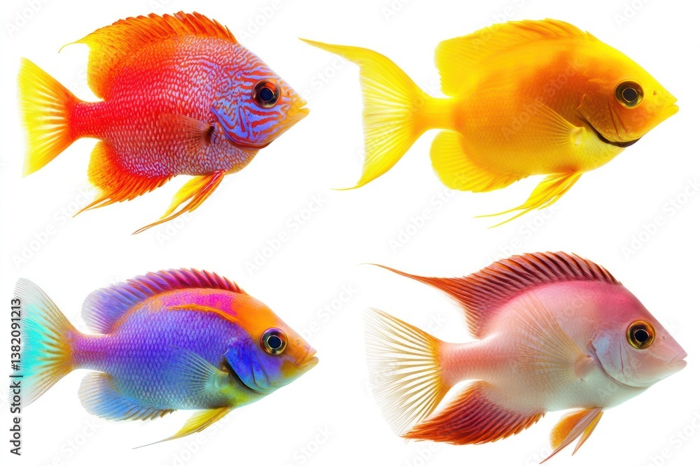 Colorful tropical fish aquarium, isolated white background, vibrant, aquatic life, pet, nature Colorful tropical fish aquarium, isolated white background, vibrant, aquatic life, pet, nature