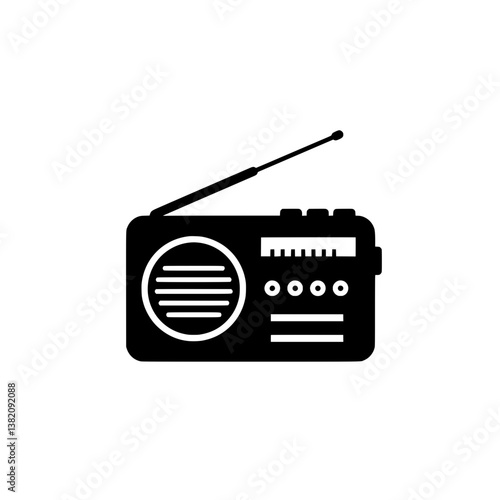 Retro Radio with Antenna Vector Icon