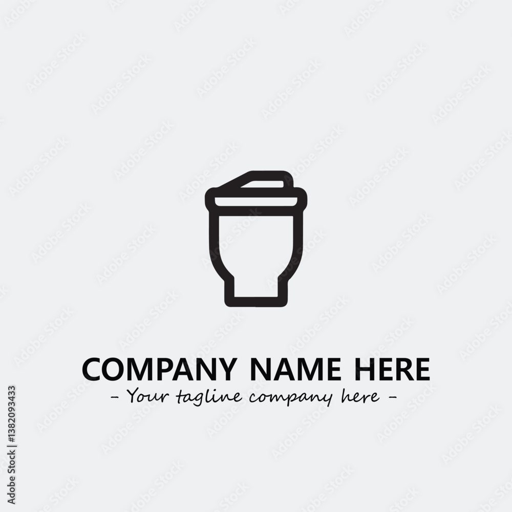 Cup illustration black and white for logo company vector image
Cup illustration black and white for logo company vector image