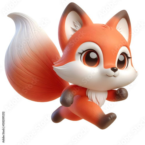 Cute 3d fox isolated on white background