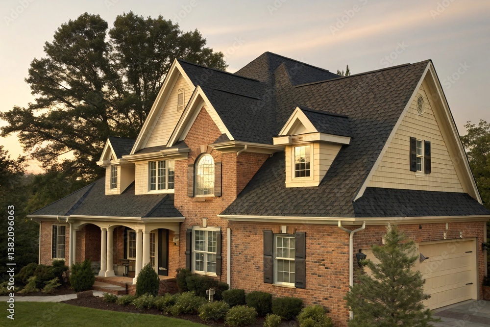 Stunning suburban home with classic architecture and inviting landscaping. Stunning suburban home with classic architecture and inviting landscaping.