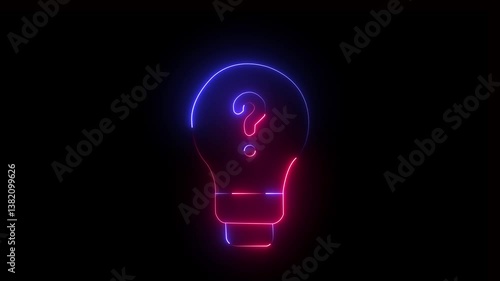 Wallpaper Mural Glowing neon Bright Light Bulb With Question Mark Animation On Black Background. Glowing Question Mark With Light Bulb. Question Mark Inside The Light Bulb Turn. Torontodigital.ca