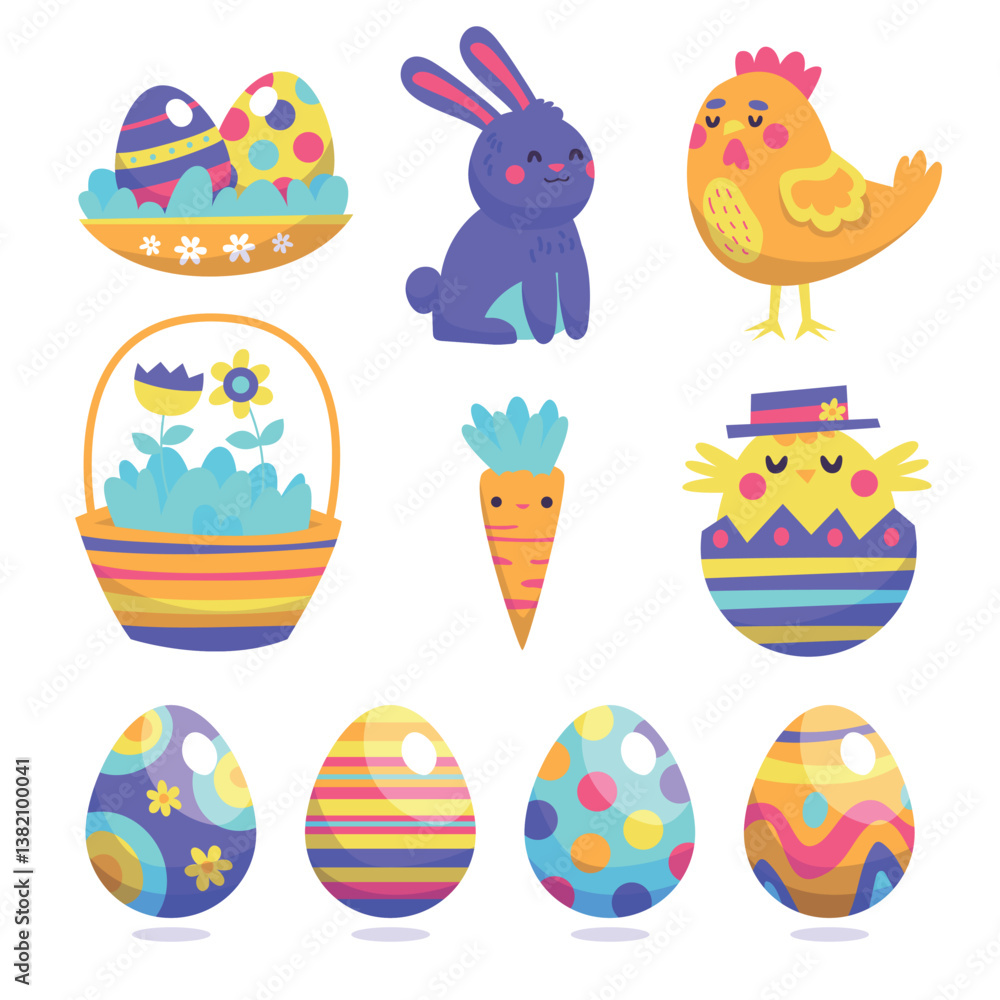 Hand-drawn easter element collection Hand-drawn easter element collection
