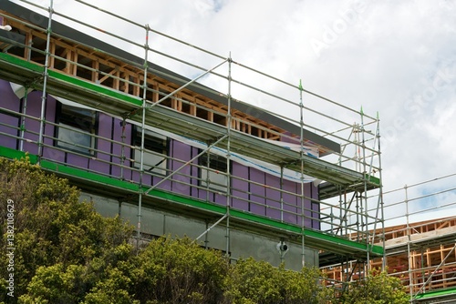Scaffold on the Facade - Typical New Zealand Housebuilding Scene