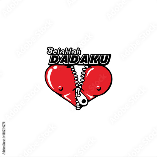 Illustration of a zippered heart and the words "split my chest" 