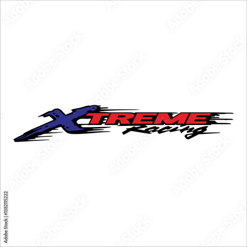 Xtreme racing writing with abstract style and white background 