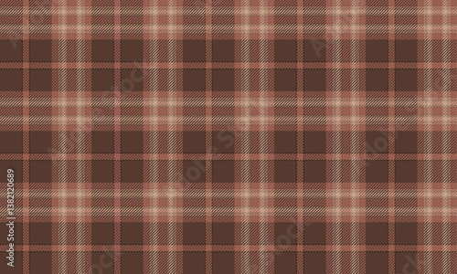 Seamless plaid pattern, brown, beige, orange tones, designed with classic patterns, suitable for clothing design such as skirts and pants, adding prominence and warmth.