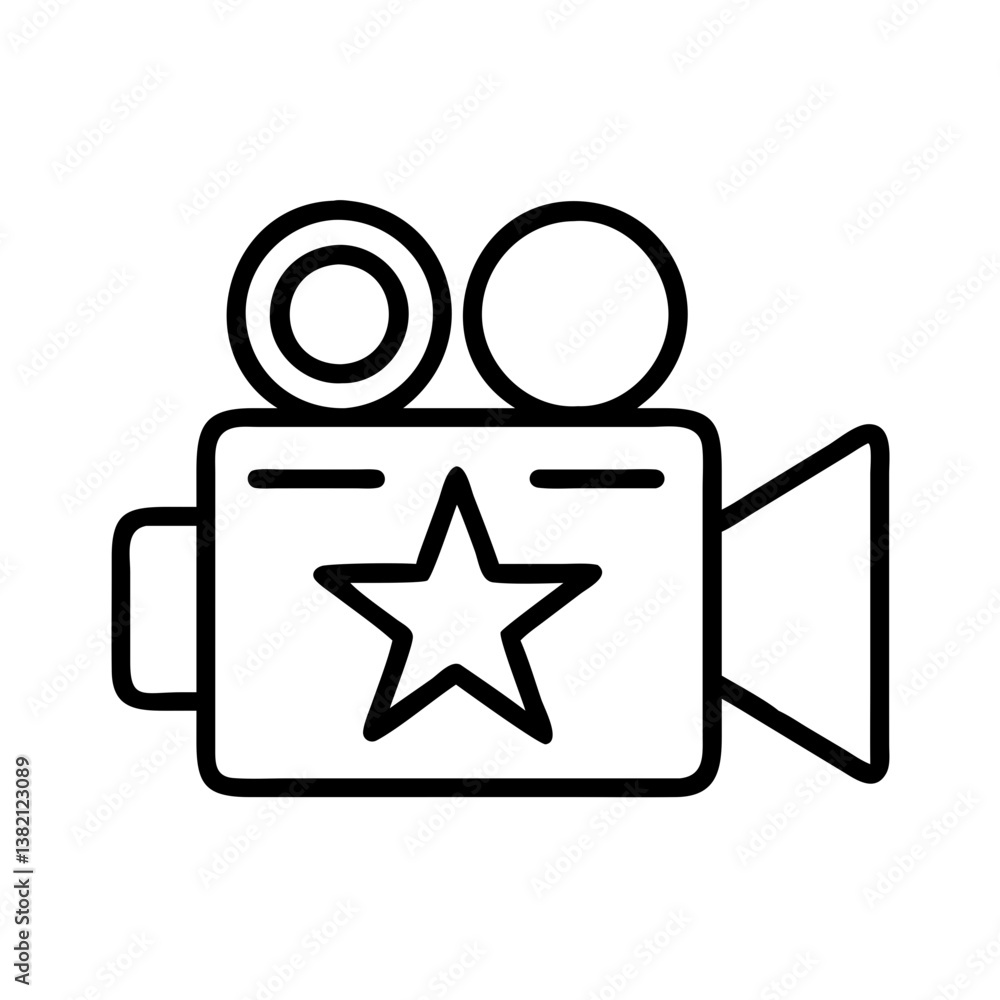 Movie camera icon film production video recording cinema equipment and star vector illustration design Movie camera icon film production video recording cinema equipment and star vector illustration design
