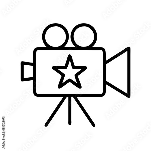 Vintage movie camera icon film industry cinema production equipment vector illustration