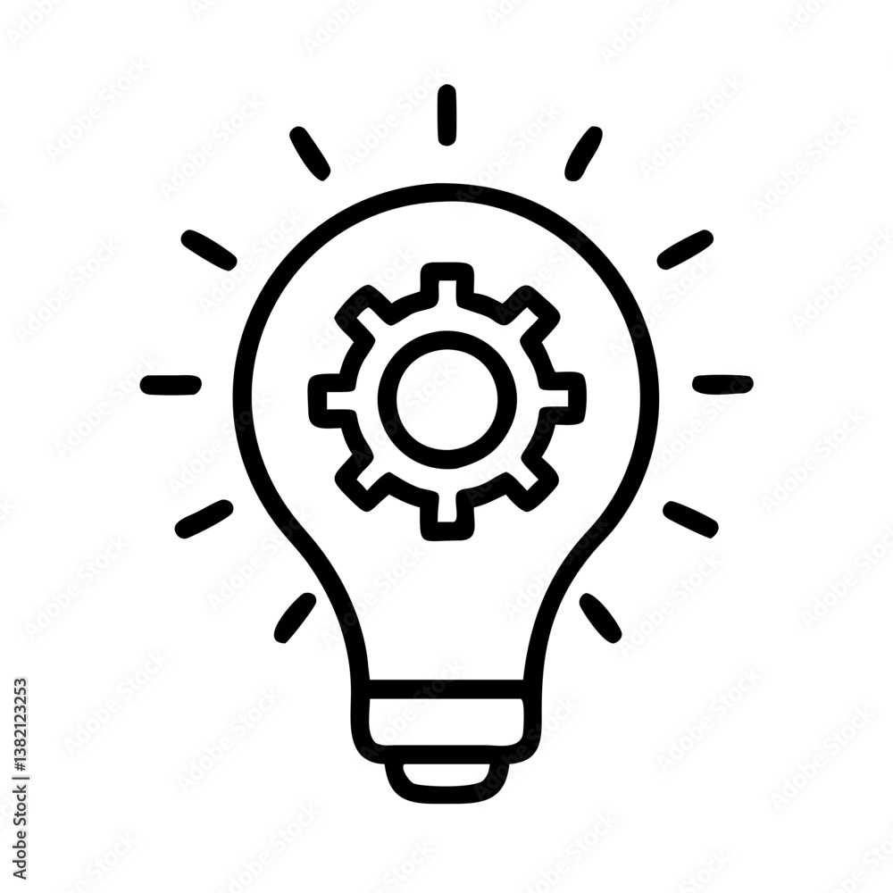 Lightbulb gear creative idea innovation solution technology engineering concept design vector graphic icon Lightbulb gear creative idea innovation solution technology engineering concept design vector graphic icon