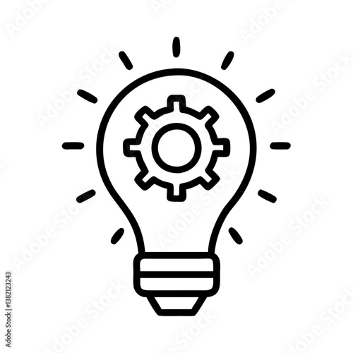 Lightbulb gear innovation idea concept vector icon for creative solution and technology development process