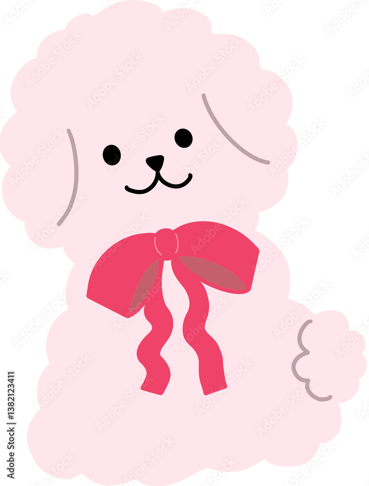 Fototapeta premium 분홍 리본 강아지