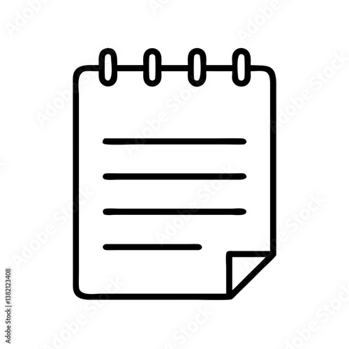 Notebook notepad paper list memo reminder note taking writing school office supplies icon vector design