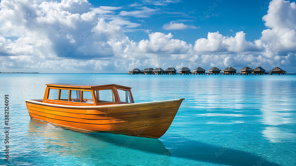 Fototapeta premium Sailing adventure on a sailboat in the ocean near tropical landmark travel experience serene environment scenic view