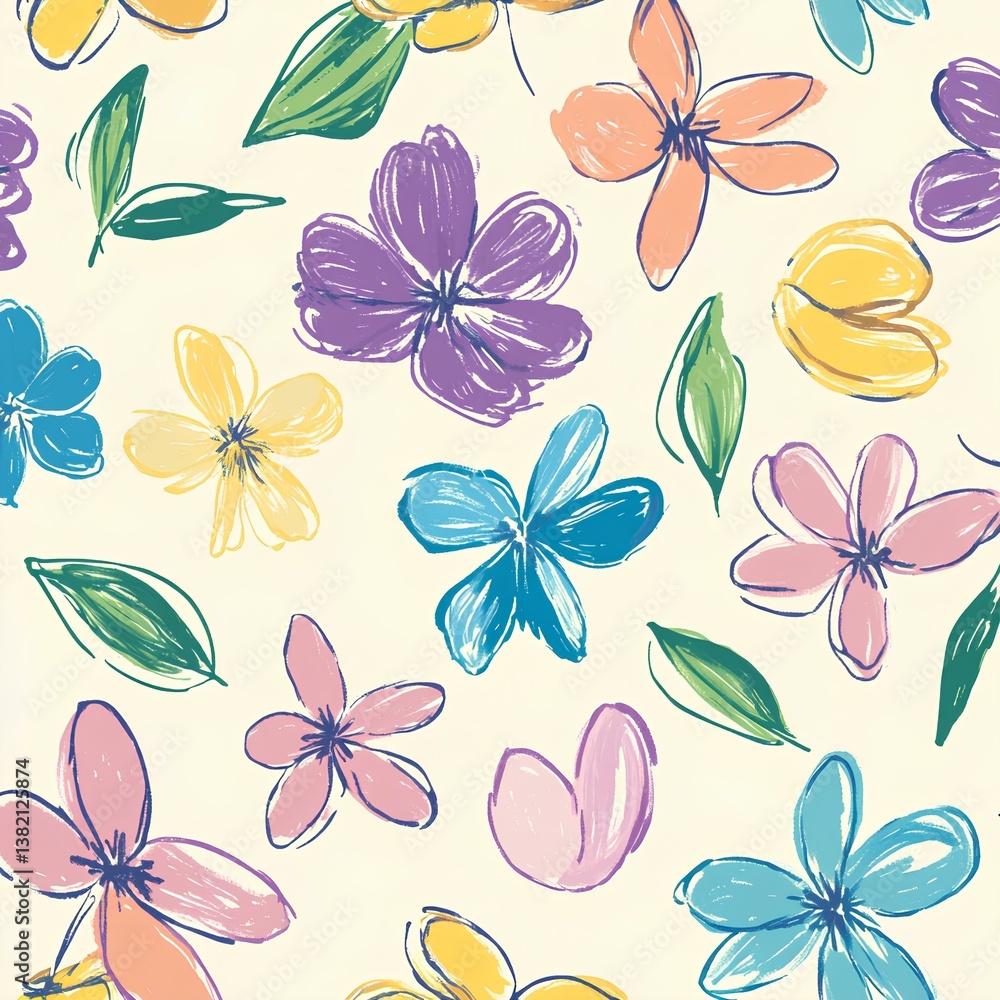 colorful flower minimal fabric pattern colorful flower minimal fabric pattern