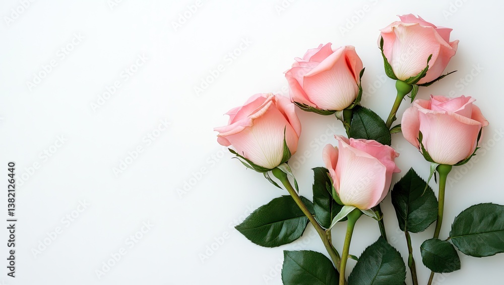 Delicate Pink Roses on White Background Delicate Pink Roses on White Background