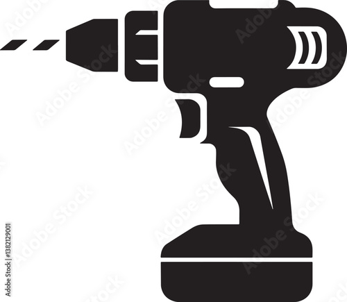 Drill machine silhouette vector illustration  isolated On Transparent Background