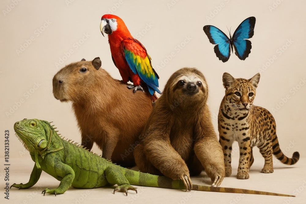 Obraz premium Diverse exotic animals together