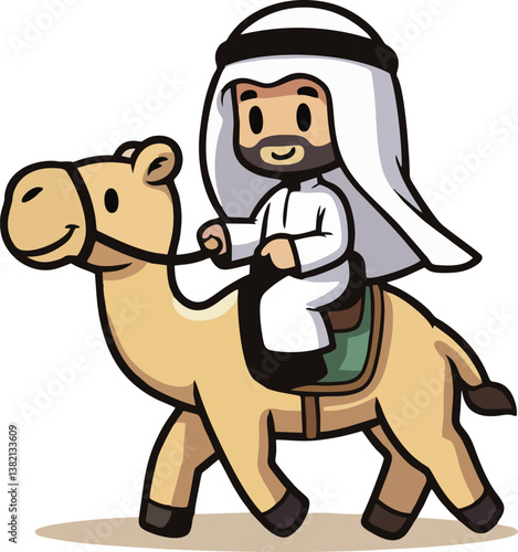 man wearing kaffiyeh riding camel