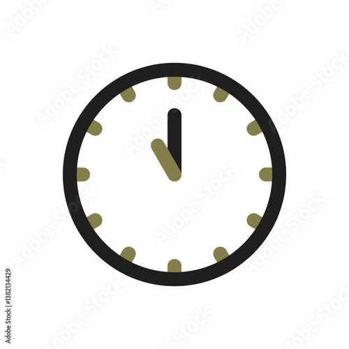 11.00 Clock Icon - Red Line Color