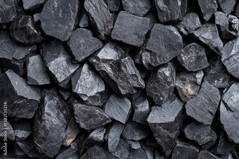 Dark rugged slate rocks forming sharp jagged textured geological background surface Dark rugged slate rocks forming sharp jagged textured geological background surface