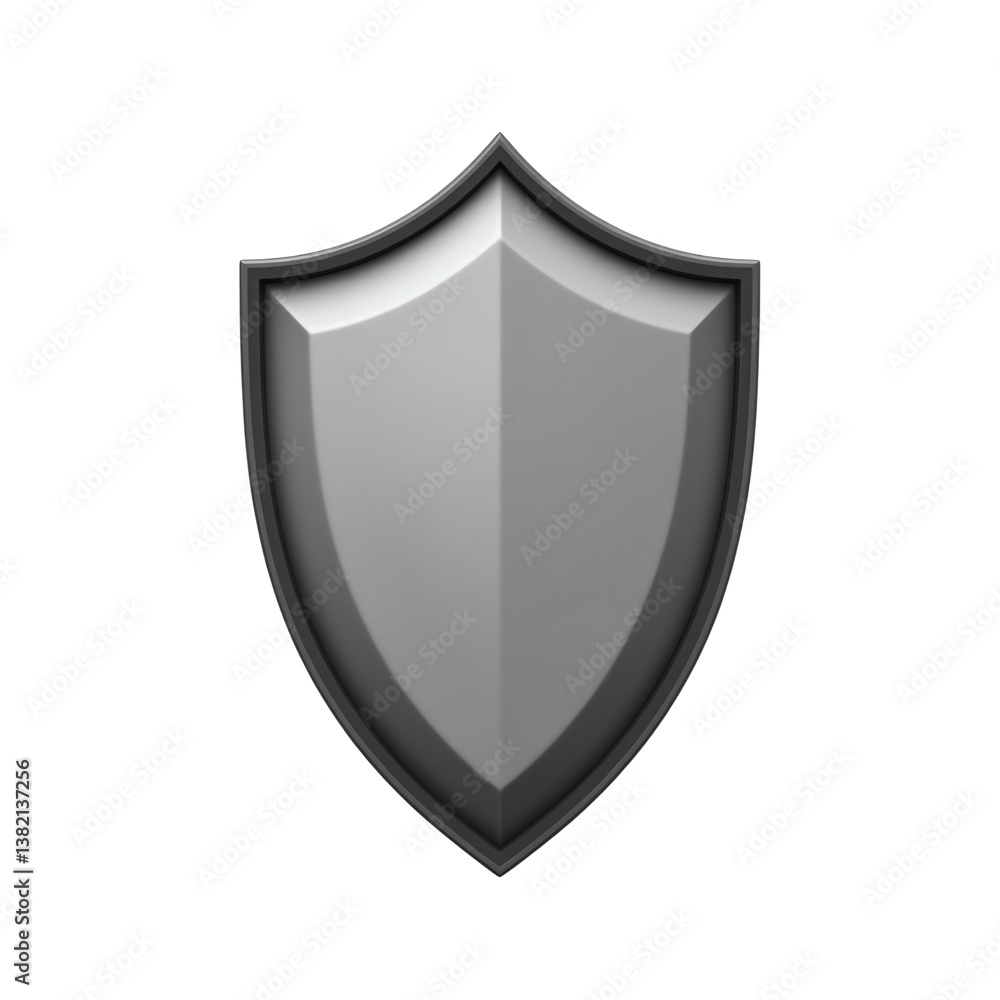 Silver shield emblem, white isolate background Silver shield emblem, white isolate background