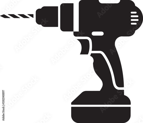 Drill machine silhouette vector illustration  isolated On Transparent Background