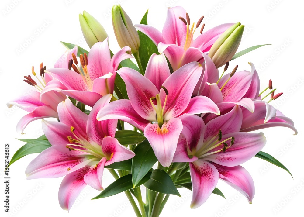 Obraz premium pink lily flower on white background 