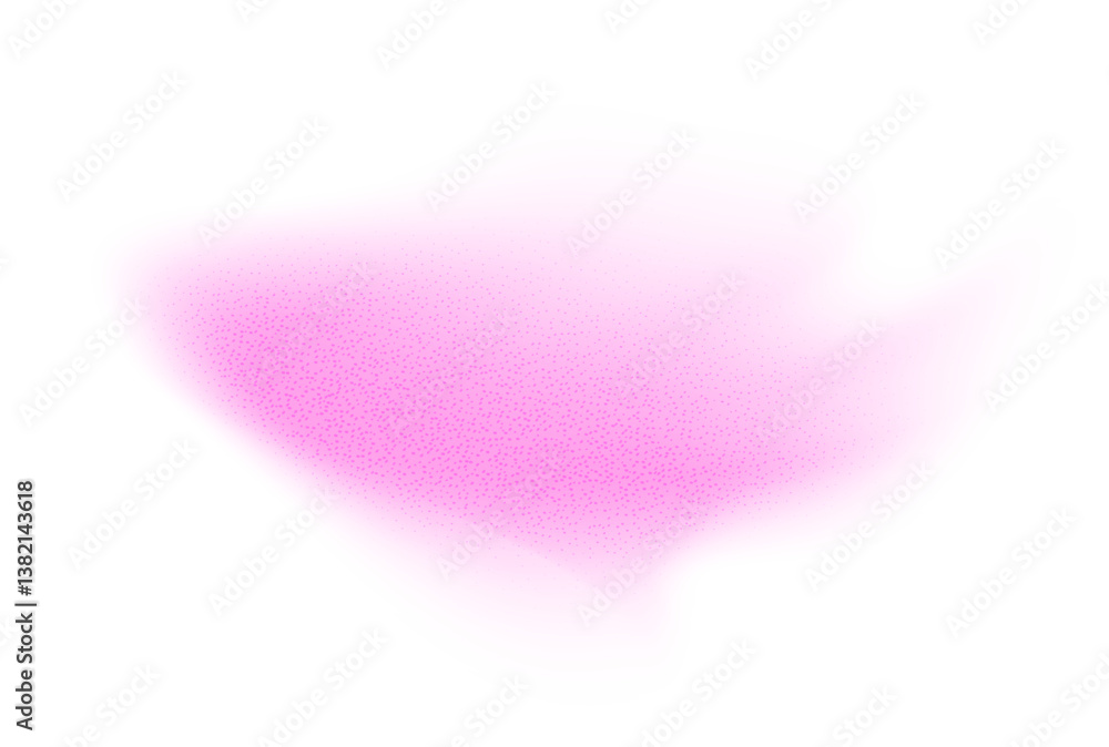 Abstract gradient shape with noise, pink blurred grainy color gradation, vibrant design element. Figure with soft flow effect, isolated on white. Vector illustration.