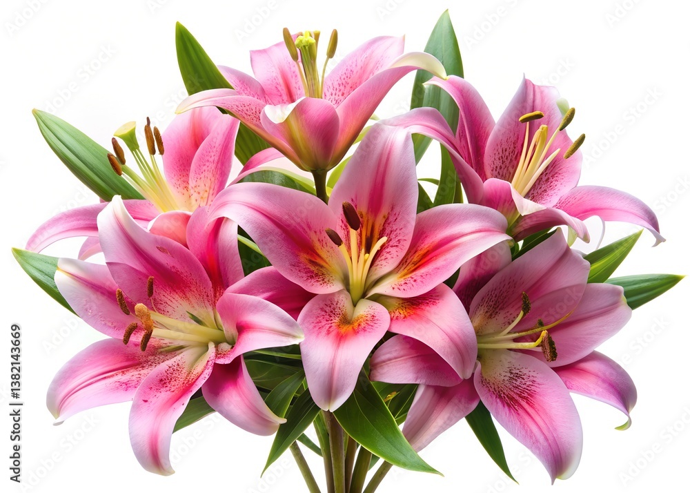 pink lily flower on white background pink lily flower on white background