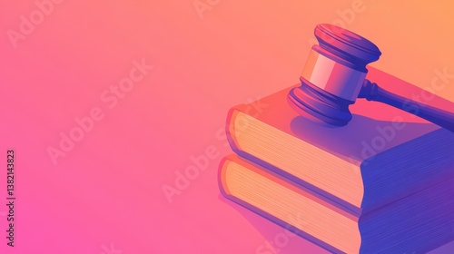 Gavel Resting on Law Book with Abstract Background