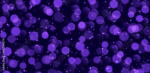 Obraz na płótnie Purple bokeh with stars and sparkles, shiny overlay decoration, abstract Christmas background. Vector illustration. w salonie