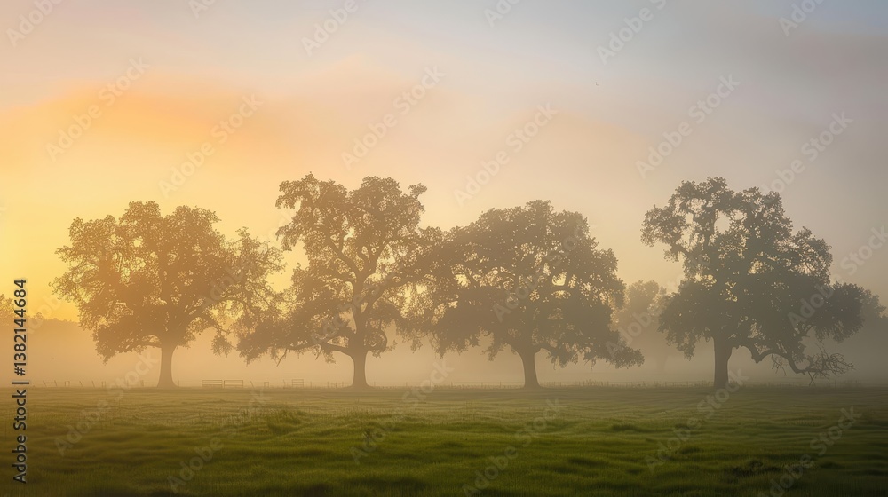 Naklejka premium misty morning sunrise