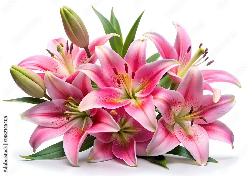 pink lily flower on white background pink lily flower on white background