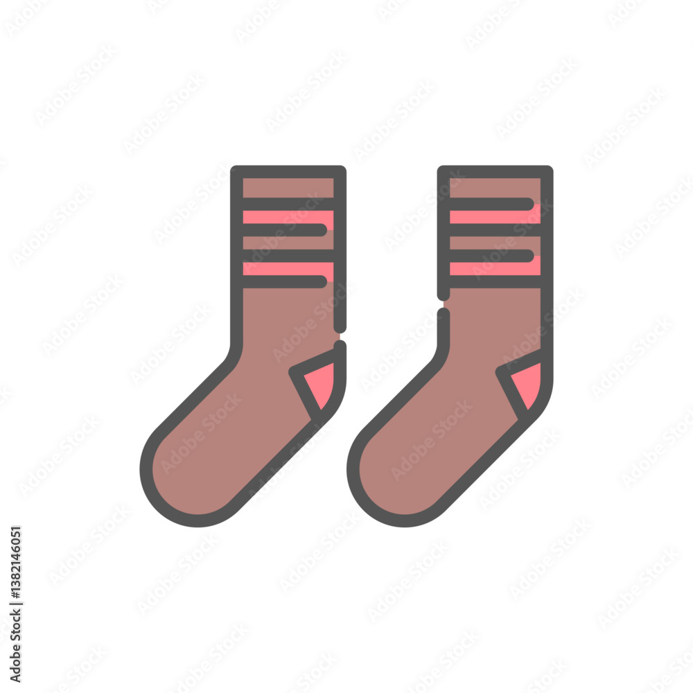 socks filled outline icon. socks color line illustration. socks filled outline icon. socks color line illustration.