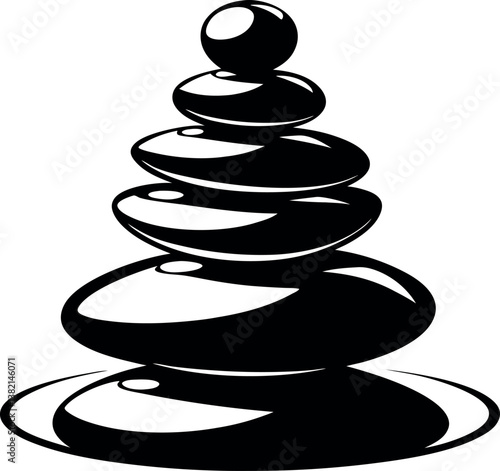 Serene Stack of Balanced vector silhouette Zen Stones Spa Relaxation Symbol